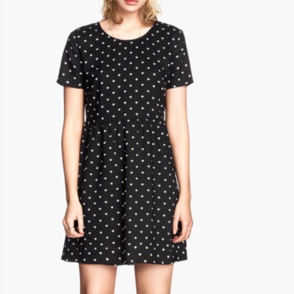 H&M Black heart Print Mini Dress